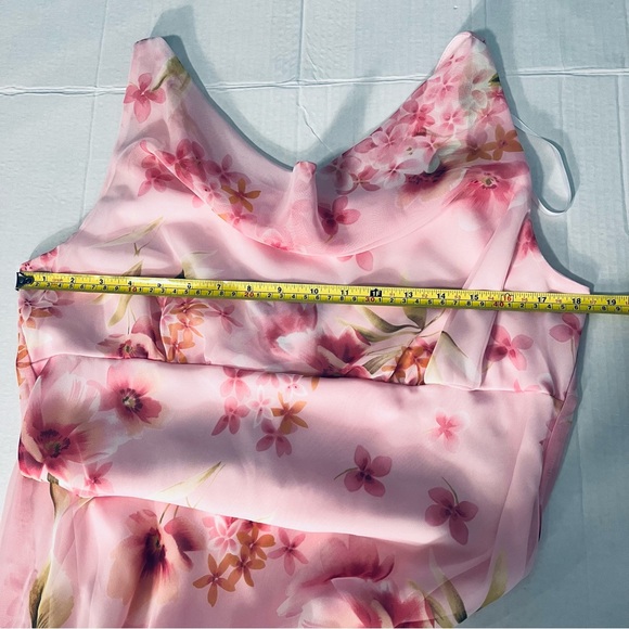 Vintage Y2K 90s B. Smart sz. M? Floral Maxi Dress Draped Cowl Neck Lined Pink - Picture 8 of 14